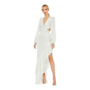Mac Duggal White Long Sleeve Gown Size 8